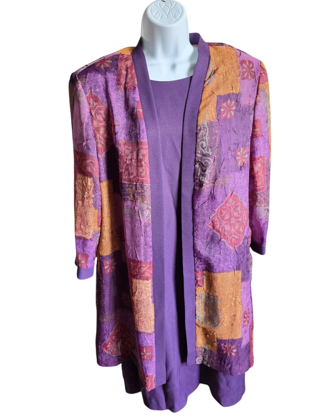Vintage R&M Richards 2-Piece Jacket & Dress - Plum Patchwork Size 10/12?